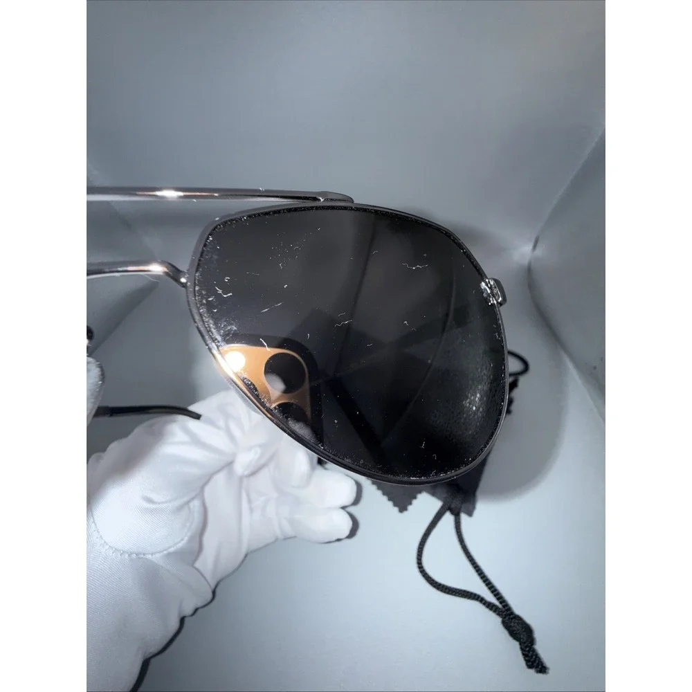 LUENX Genuine 6404-B4 POLARIZED Black AVIATOR SUNGLASSES w/ cloth & travel case